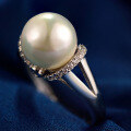 wholesale S925 Silver Freshwater Pearl Fringe Adjustable Ring, Korean and Japanese Style-0-4