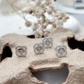 wholesale S925 Sterling Silver Four-Petal Floral Stud Earrings with Micro-Paved Zirconia, Minimalist and Elegant Korean Style-0-0