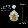 wholesale 925 Silver Gold-Plated Pendant with High-Carbon Diamond, Vivid Yellow Ice Flower Teardrop Shape, Niche Fashion Versatile Jewelry for Women-0-1