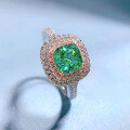 wholesale S925 Silver New Style Imported High Carbon Diamond 6*6 Paraiba Green Ring for Women,ins-0-2