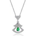 wholesale 925 Silver Cross-Border New Luxury Style Cultivated Emerald Dress Pendant Necklace Women's Choker Wholesale from Manufacturer-0-4