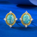wholesale S925 Gold-Plated Silver Opal Dreamy Blue Palace Style Luxury Earrings, a Hot Seller on Xiaohongshu-0-0
