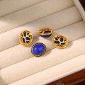 wholesale Gold-Plated S925 Ancient Silver Inlaid with Natural Lapis Lazuli Handmade DIY Bracelet Necklet Bead Spacer Ornament Accessories-0-2