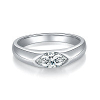 wholesale Pure silver TikTok Eye of Horus horse eye 5*10mm 1 carat moissanite unisex solid plain band ring-White>US size 10.5