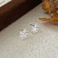 wholesale Sterling Silver S999 Maple Leaf Ear Studs for Women, Light Luxury, Minimalist, Fresh and Natural Style, Versatile Earrings for Pierced Ears Trendy-0-4