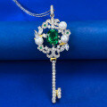 wholesale Metal material, Mu Jing Jewelry new key pearl style simulated emerald 8*10 necklace pendant for women, hot sale in live broadcasts-0-1