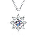 S925 Silver Moissanite Sunflower Pendant Necklace, Cross-Border New Wholesale-0-3
