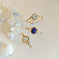 wholesale S925 sterling silver gold-plated Dunli Jewelry Christmas limited edition artistic vintage Rococo frame aquamarine ring-Natural Labradorite Rococo Frame Ring  Size 6 (Mido)