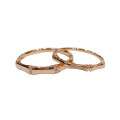 wholesale 18K Rose Gold Diamond-encrusted Bamboo Node Couple Rings, Men and Women's Matching Set, Niche Design, Vintage Satin Finish, High-end-0-4