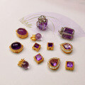 wholesale S925 Gold-Plated Silver Natural Amethyst Cube Teardrop Accessory Bead Strand for DIY Handcrafted Necklace Bracelet Semi-Finished-0-0