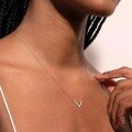 wholesale S925 silver plated with 18k gold, Amazon best-selling V-shaped necklace with minimalist and versatile moissanite design-0-4