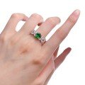 wholesale 925 Sterling Silver Fashionable Full-Set 6*8mm Emerald Zircon Exquisite Niche Row Ring Daily Style-0-4