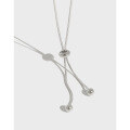 wholesale S925 Sterling Silver XB012 Korean Version Simple and Elegant Adjustable Bead Snake Chain Women's Necklace Chain Accessory Student Silver Jewelry-0-0