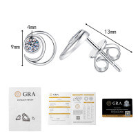 Sterling Silver Star and Moon D Color Moissanite Stud Earrings, Wholesale-30 points + 30 points Moissanite  925 Silver