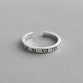 wholesale S925 Sterling Silver JT321 Korean-style INS Vintage Antique Finish Minimalist Roman Numerals Open Adjustable Ring for Women-0-0