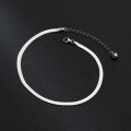 wholesale S925 Silver Korean Style Smooth Heart Wide Snake Chain Anklet Simple and Elegant Women's Anklet S567-0-1