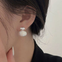 wholesale S925 Sterling Silver Classic Brushed Beaded Heavy Work Earrings for Women, New Collection High-End Ins Style Earrings-Sterling silver