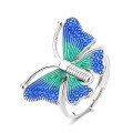 wholesale S925 Sterling Silver Resin Gradient Color Dancing Butterfly Ring, Elegant and Dazzling Women's Index Finger Ring-0-4