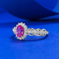 wholesale S925 Sterling Silver 4*6 Pink CZ Ring for Women, New Ins Style Daily Minimalist Versatile-0-1