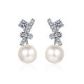 wholesale S925 Sterling Silver Ear Studs Freshwater Pearl Earrings with Moissanite, Designed for Versatile Elegance, Ready for Wholesale-0-4