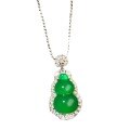 wholesale S925 Sterling Silver Women's New Chinese Style Gourd Pendant, Imperial Green High Ice Ruyi Simple Chinese Wind Necklace-0-4
