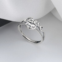 wholesale S925 Sterling Silver Double-Layer Love Letter LOVE Ring, Personalized, Fashionable, Exquisite, Versatile Ladies' Band-359FJ/approx. 1.98g Adjustable opening