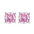 wholesale S925 Silver New Jewelry High Carbon Diamond Stud Earrings 10*10 Simulated Pink Diamond Earrings WomenIns-0-4