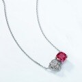wholesale S925 Silver Rose Cultivation Ruby Necklace for Women, New European and American Light Luxury Style, with Colorful Gemstone Inlay, Collarbone Chain, Available for Wholesale from Manufacturers-0-2