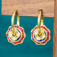 wholesale 925 Sterling Silver New Chinese Style Earrings for Women, National Trend High-End Detachable Ear Cuffs Summer Hoop Earrings Wholesale-14K gold + swimming pool 925 silver