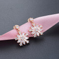 wholesale S925 Sterling Silver Cross-Border Creative Minimalist Rose Gold Plated Zircon Short Drop Earrings Korean Style Fashion Elegant Stud Earrings for Women-0-2