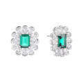 wholesale S925 Sterling Silver Elegant Earrings Inlaid with High-Carbon Diamond Zircon and Emerald Ear Studs for Dropshipping and Wholesale Women-0-4