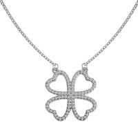 wholesale S925 Sterling Silver Korean Japanese Light Luxury Necklace for Women, Fresh and Versatile Floral Four-Leaf Clover Shell Pearl Agate Zircon Collarbone Chain-DY190760-SW-WH 925 silver