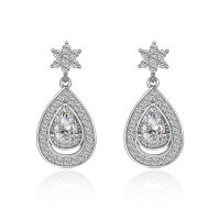 wholesale S925 Sterling Silver Cross-Border Hot-Sell Star Teardrop Drop Earrings High-End-Platinum 925 silver