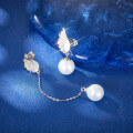 wholesale S925 Sterling Silver Earrings with Pearl, Feather Wing Design and Zirconia, Small and Chic Cross-border Jewelry in Ins Style-0-1