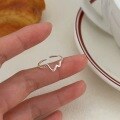 wholesale S925 Sterling Silver ECG Wave Ring for Women, Light Luxury Minimalist Adjustable Open Band-0-1