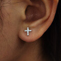 wholesale S925 Sterling Silver Micro-Inlaid Zircon Cross Stud Earrings Fashion Commuting Minimalist Niche Design Earrings Cross-Border-0-3