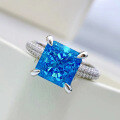 wholesale S925 Full-Set High-Carbon Diamond Ring in New Sea Blue, 8*8-0-1