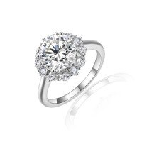 S925 Silver Plated 3ct Round Moissanite Women's Engagement Ring-Mozambique  US size 9