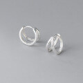 wholesale S925 silver double-layer hollow line ear clasps, simple and fashionable Korean-style glossy ear accessories for women M01191-0-0