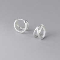 wholesale S925 silver double-layer hollow line ear clasps, simple and fashionable Korean-style glossy ear accessories for women M01191-S925 silver pair rose gold 925 silver