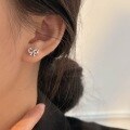 wholesale Sterling Silver Korean Version Chiheng S999 Rhinestone Bow Ear Studs for Women, Cute and Dainty Small Fresh Style Trendy Earrings-0-4