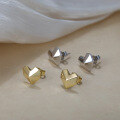 wholesale 14K gold-plated 925 sterling silver geometric heart stud earrings, sweet and edgy Korean-style accessories-0-0