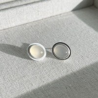 wholesale S925 Sterling Silver Oval Black Onyx White Chalcedony Ear Studs for Women, Minimalist High-End Matte Craft Earrings with Elaborate Design-White Agate Earrings-Silver 925 Silver