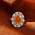 wholesale Metal material first, the Shepet new 4-carat oval ice-cut 9*13 vintage orange elegant gemstone ring for women-0-2