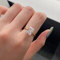 wholesale S925 Sterling Silver Cross-Border Classic 4-Prong Women's Small Luxury Radiant 8A Snowflake Zircon Ring Wholesale for Women-0-2