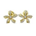 wholesale S925 Silver Gold-Plated Floral Ear Studs Retro Vintage Style Daily Wear Earrings-0-4
