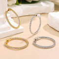 wholesale S925 Sterling Silver Plated 18K Gold Full Circle Hoop Earrings with Full-Cut Moissanite, New Cross-Border Fashion Earrings-0-2