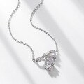 wholesale Metal Material: S925 Silver European and American fashion versatile full diamond bow necklace, lightweight luxury style, set with moissanite, cross-border supply for women-0-1