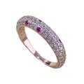 wholesale Rose Gold Plated 925 Sterling Silver Luxurious Lace-Inspired Row Diamond Ring for Women, Live Stream & Little Red Book Style-0-4