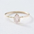 wholesale S925 Silver Plated 14K Gold Minimalist Fashion Niche Teardrop-Shaped Rose Quartz Ring by Dunli Jewelry-0-0